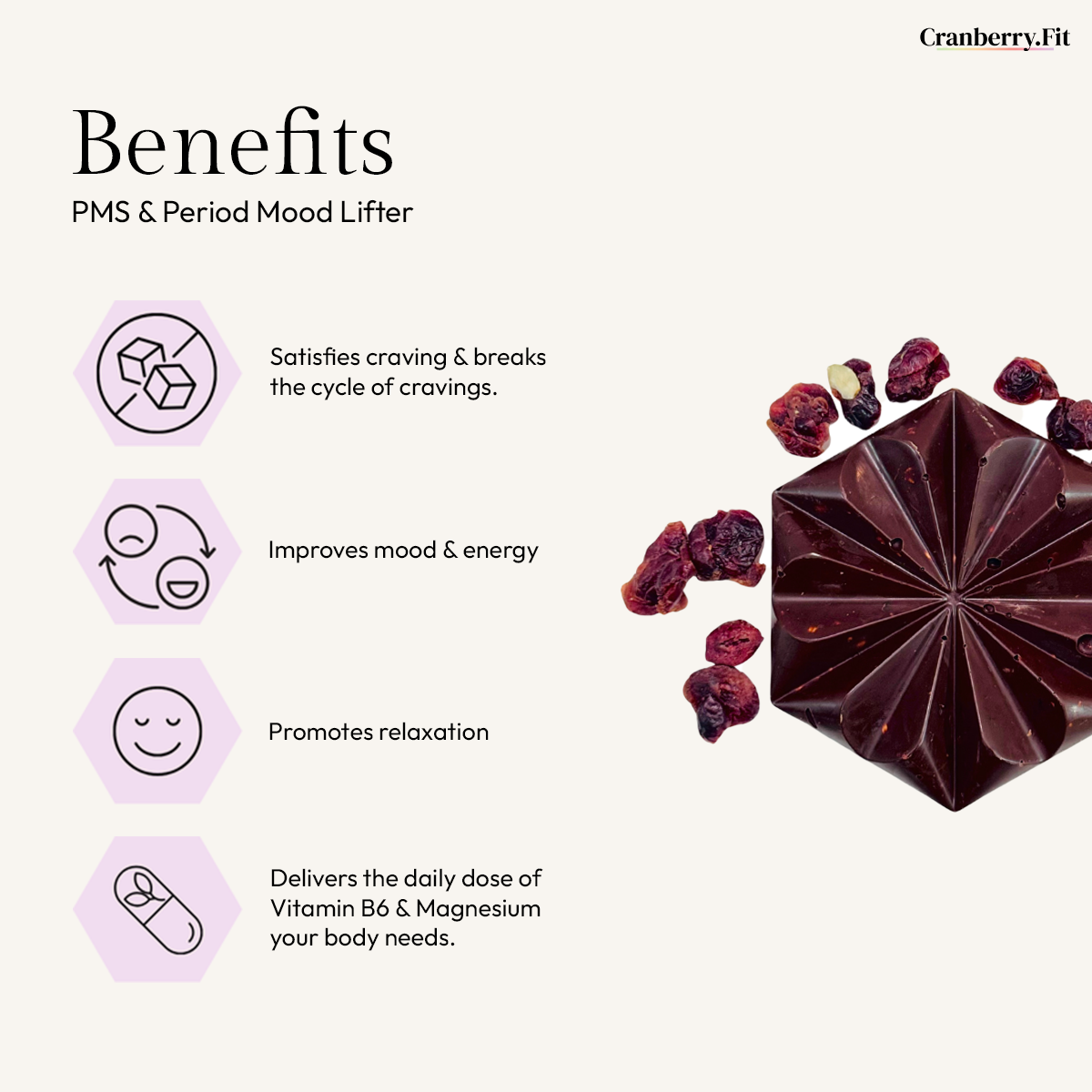 70% Dark Chocolate with Vit B6 and Magnesium | Cranberry & Hazelnut | Pack of 3 | 56 gm Each