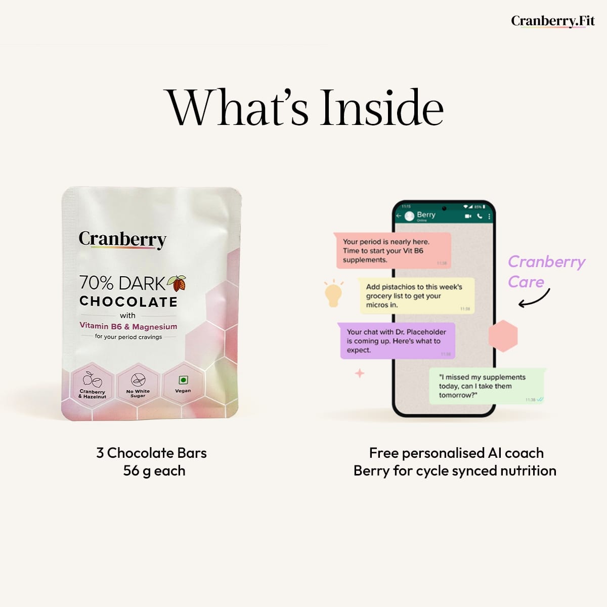 60% Dark Chocolate with Vit B6 and Magnesium (56gm each) | Pack of 3