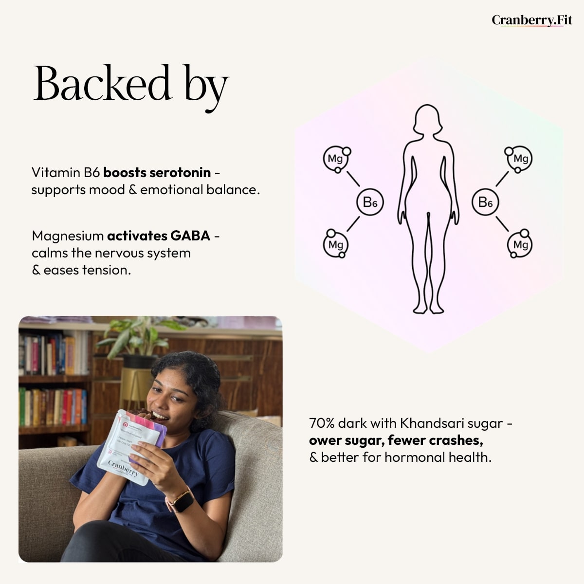 60% Dark Chocolate with Vit B6 and Magnesium (56gm each) | Pack of 3