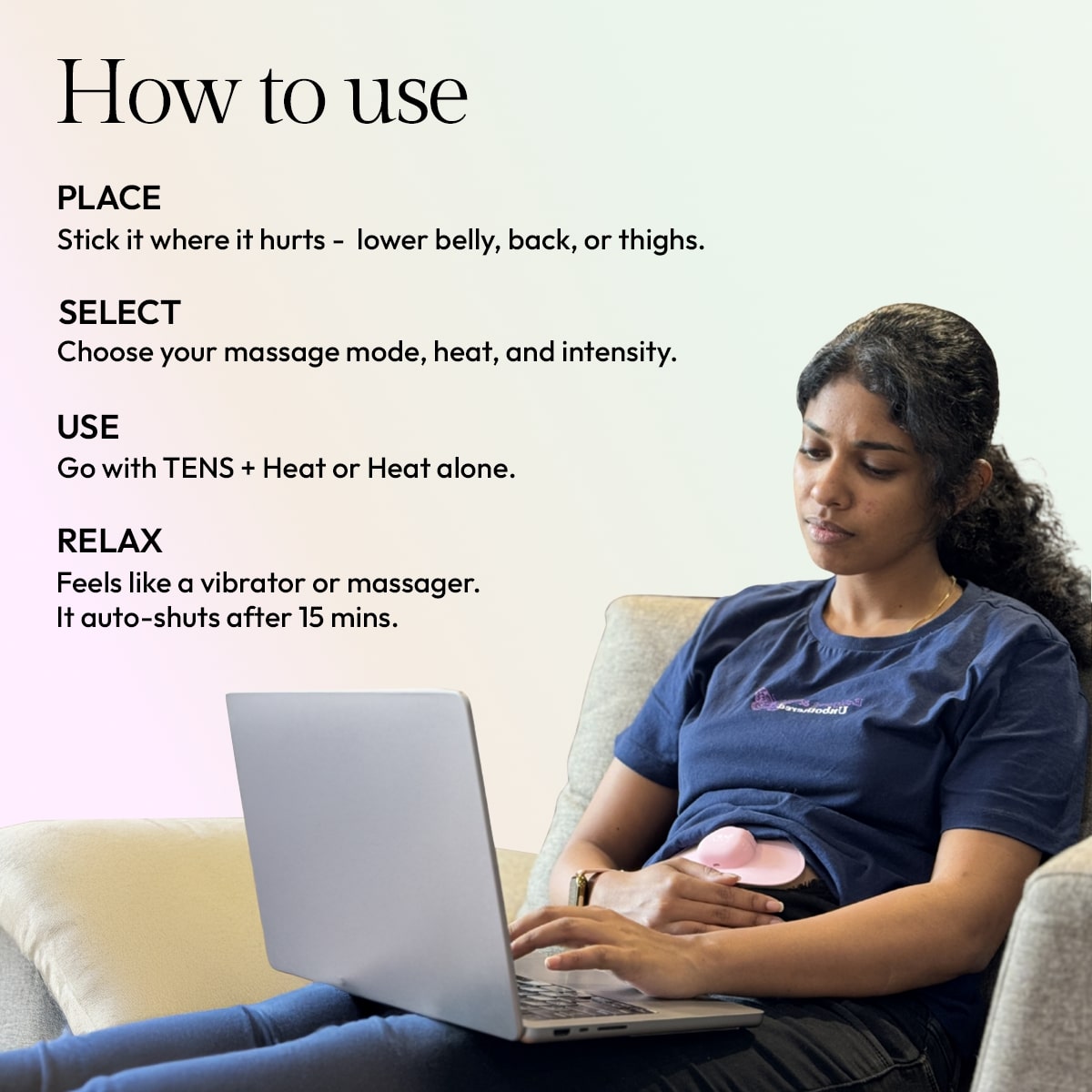 TENS + Heat Device - Drug-free period pain relief