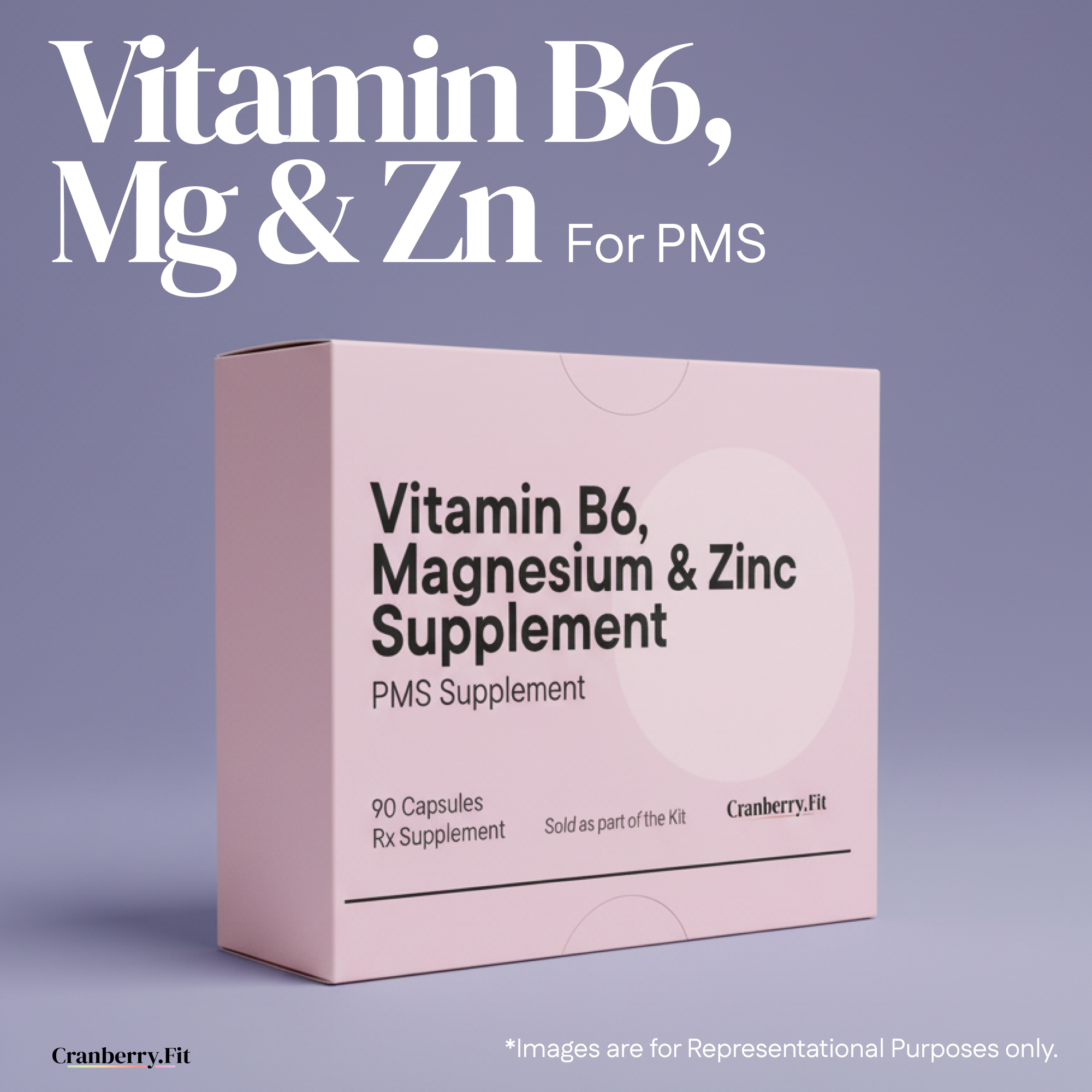 B6 (40mg), Mg(240mg), Zn (41.2mg) and essential nutrients - 90 Capsules